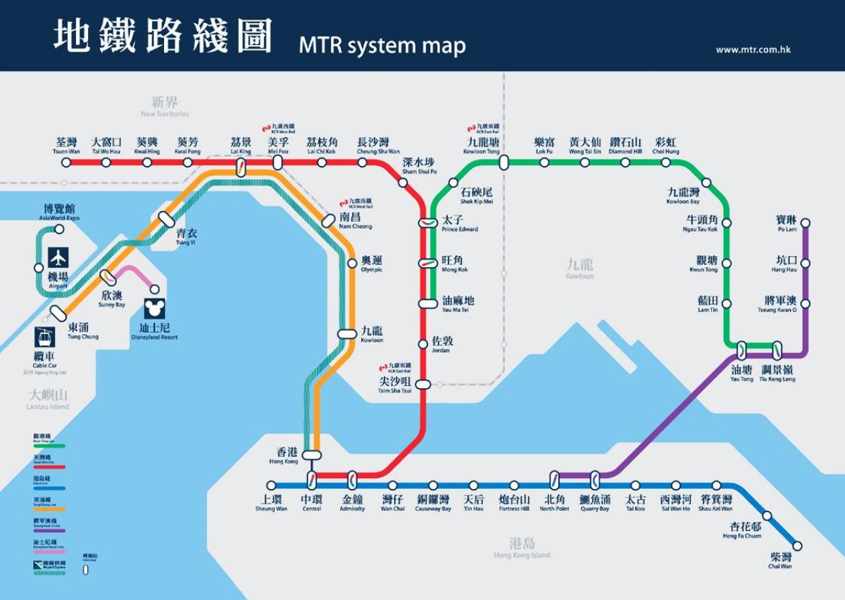 causeway bay MTR-stasjon kart