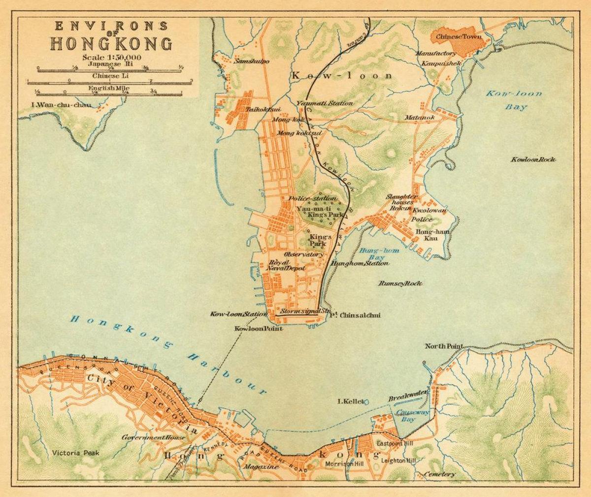gamle kartet av Hong Kong