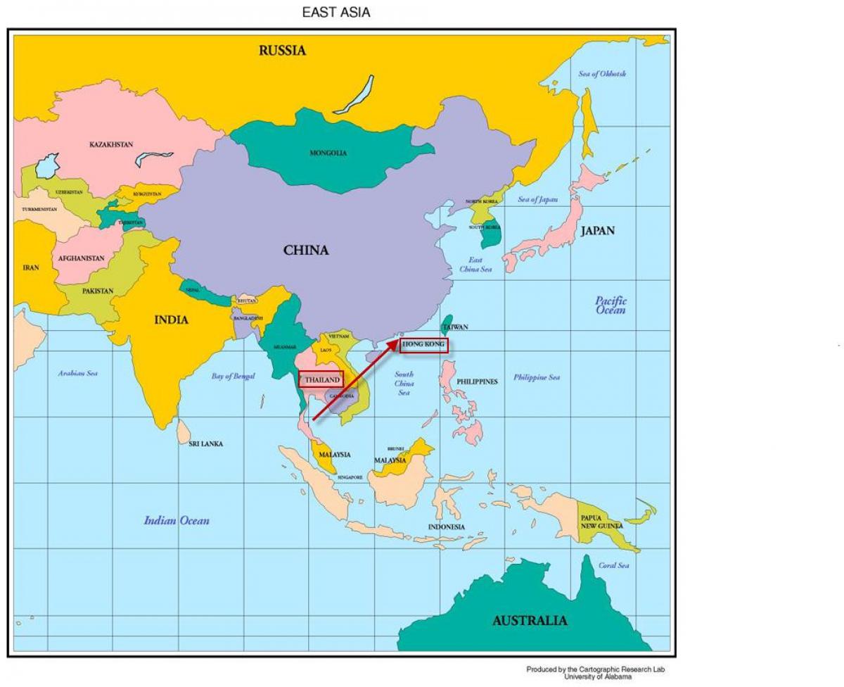 Hong Kong på kartet av asia