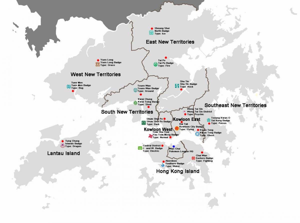 kartet av Hong Kong distriktene