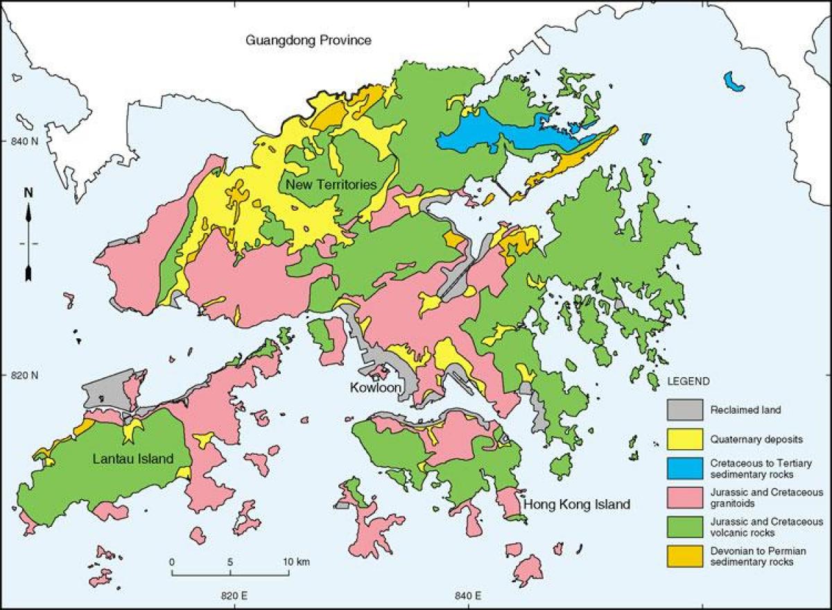 geologisk kart over Hong Kong