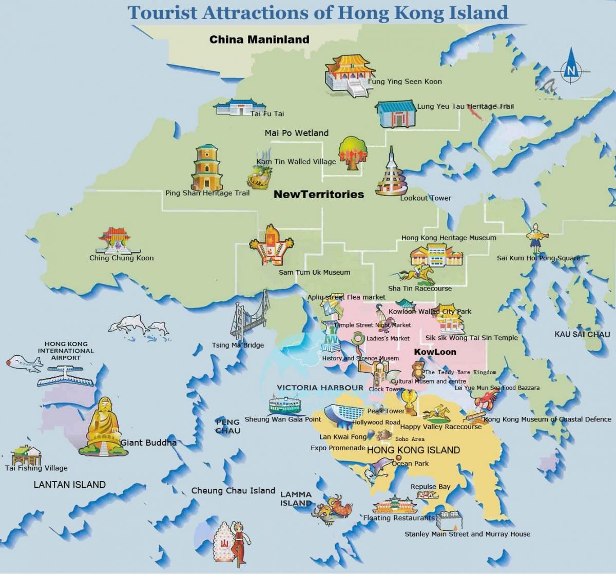 kartet av Hong Kong island