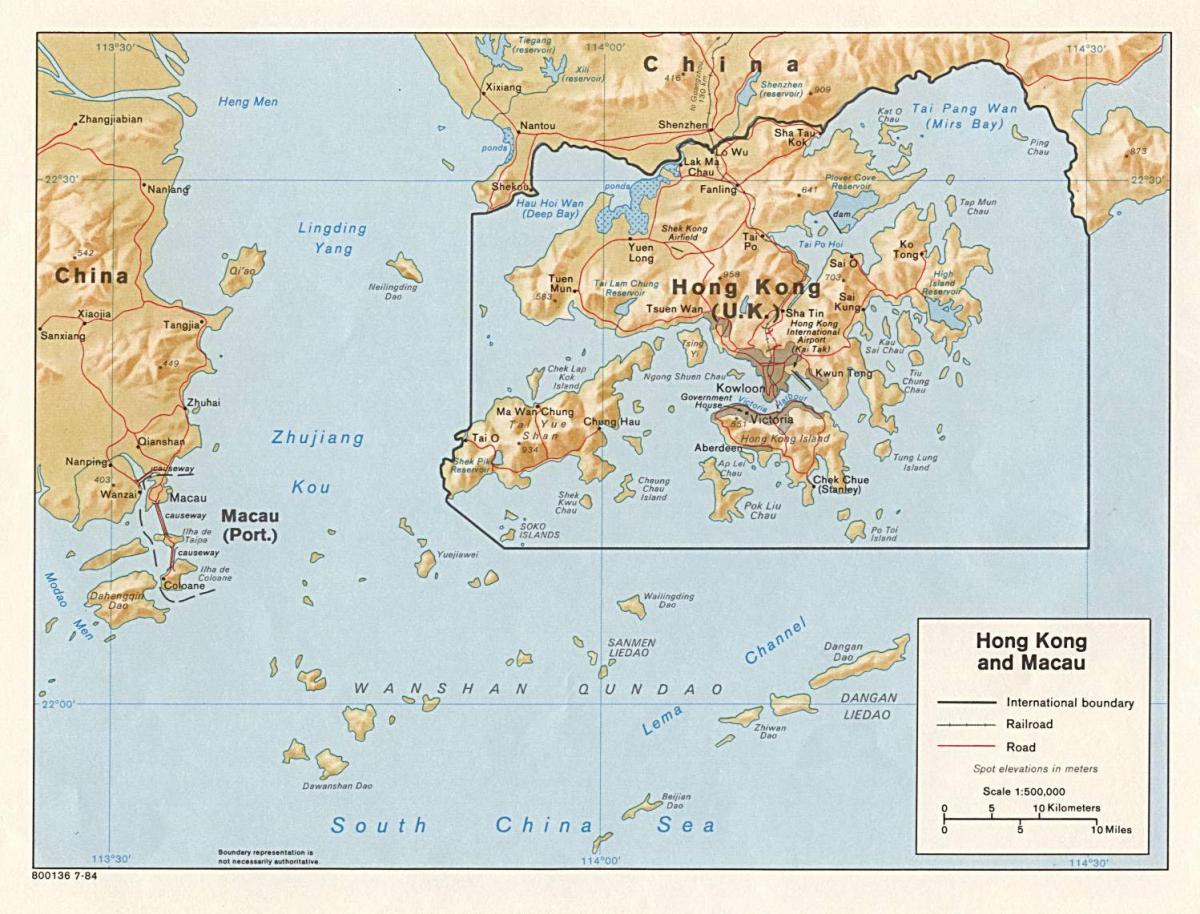 kartet av Hong Kong og Macau