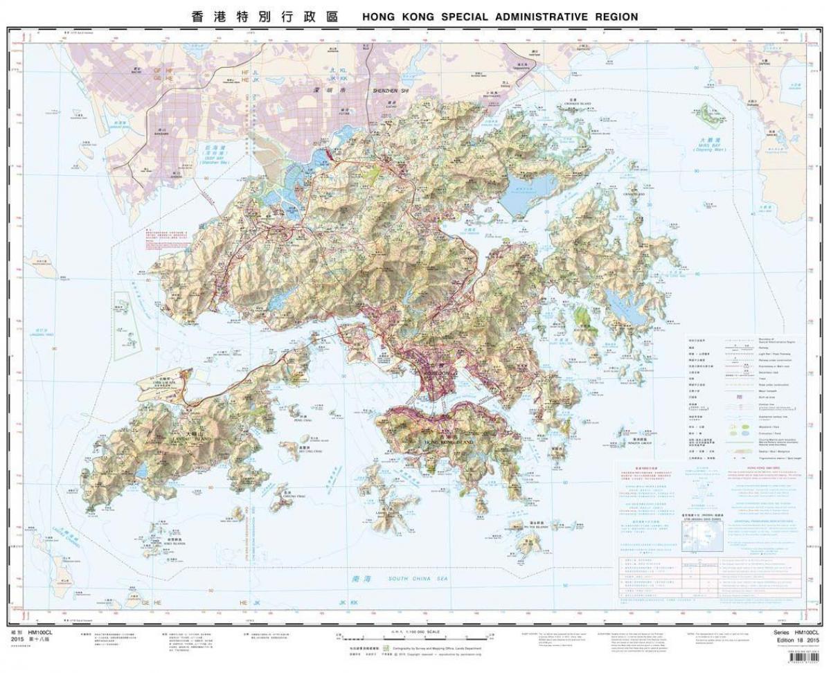 topografisk kart av Hong Kong