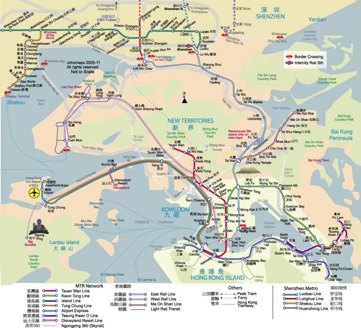 kartet av Hong Kong transitt