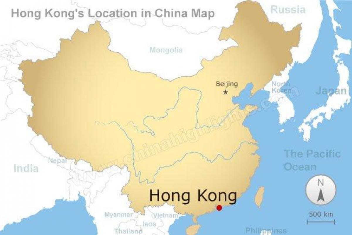 kart over Kina og Hong Kong