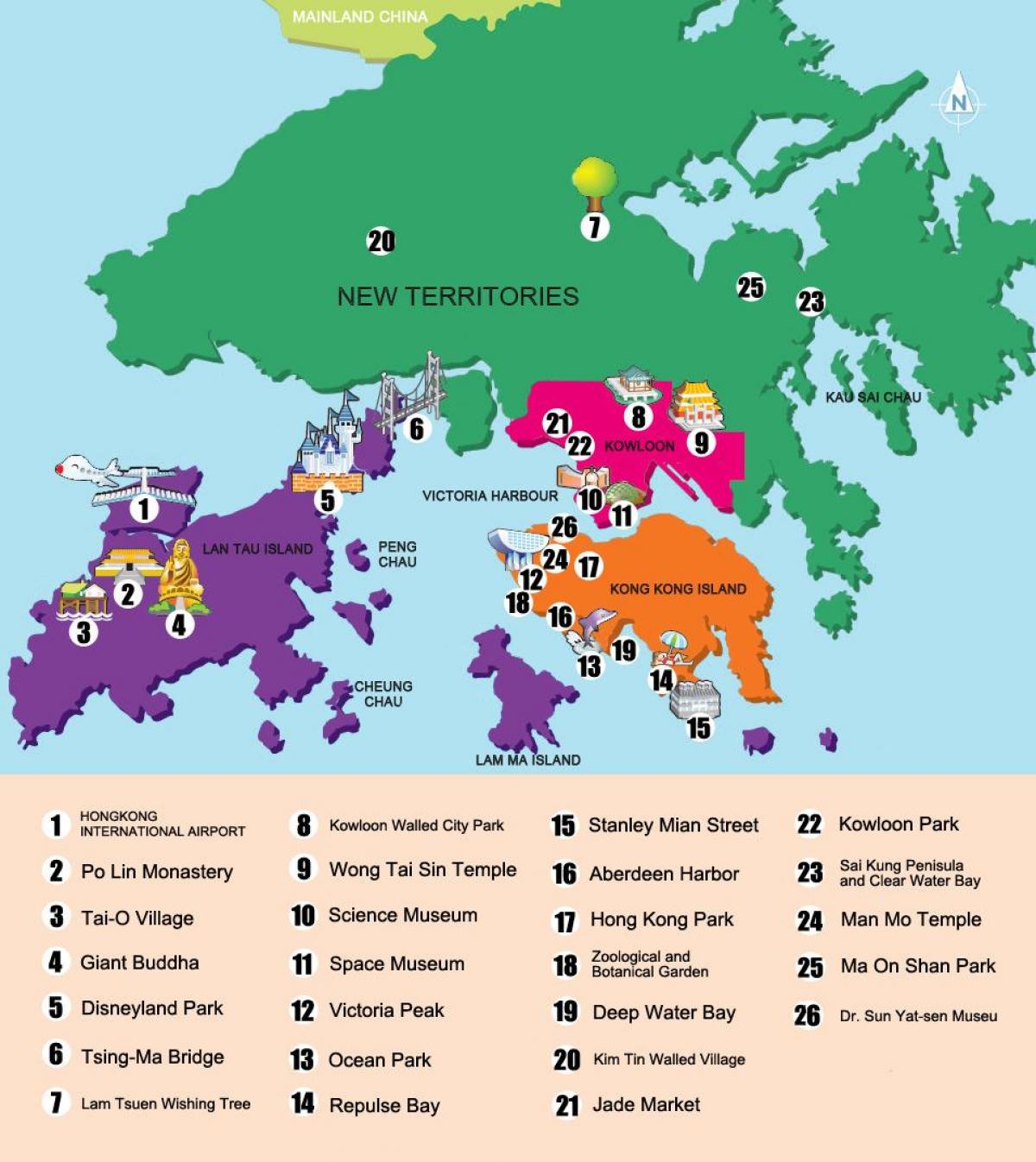 kart av nye territorier Hong Kong