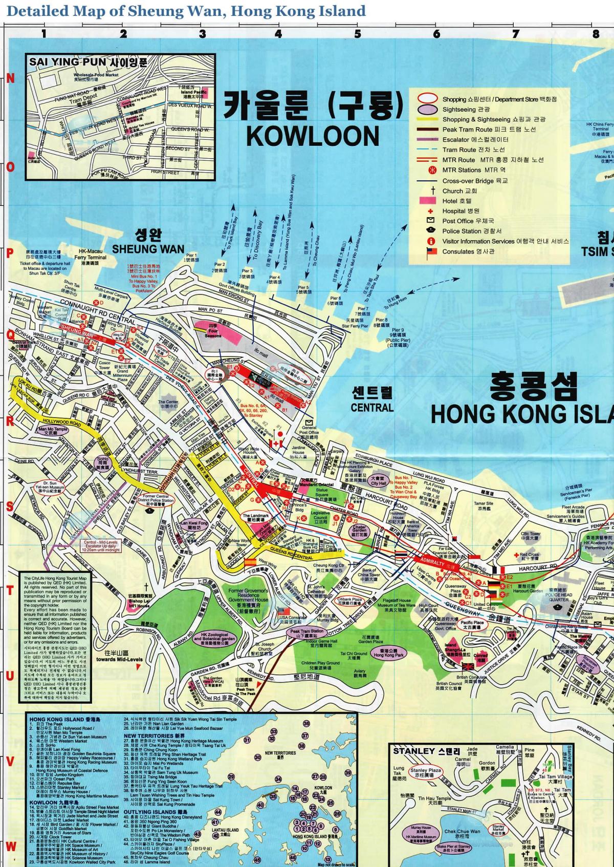 kart over Sheung Wan-Hong Kong