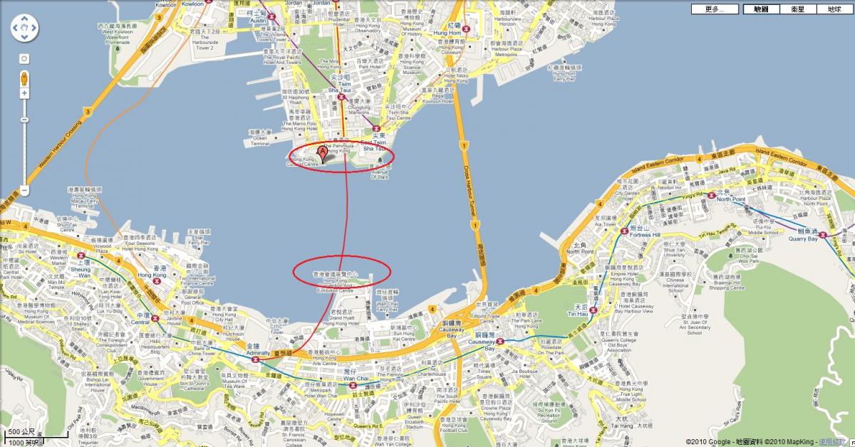 kart over victoria harbour Hong Kong