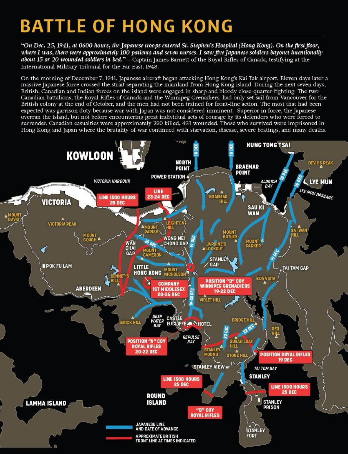 kart over slaget ved Hong Kong
