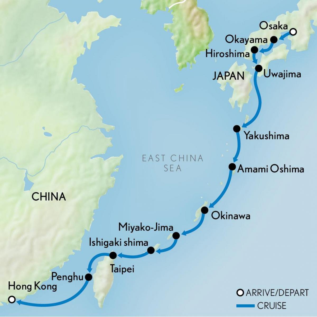 kartet av Hong Kong og japan