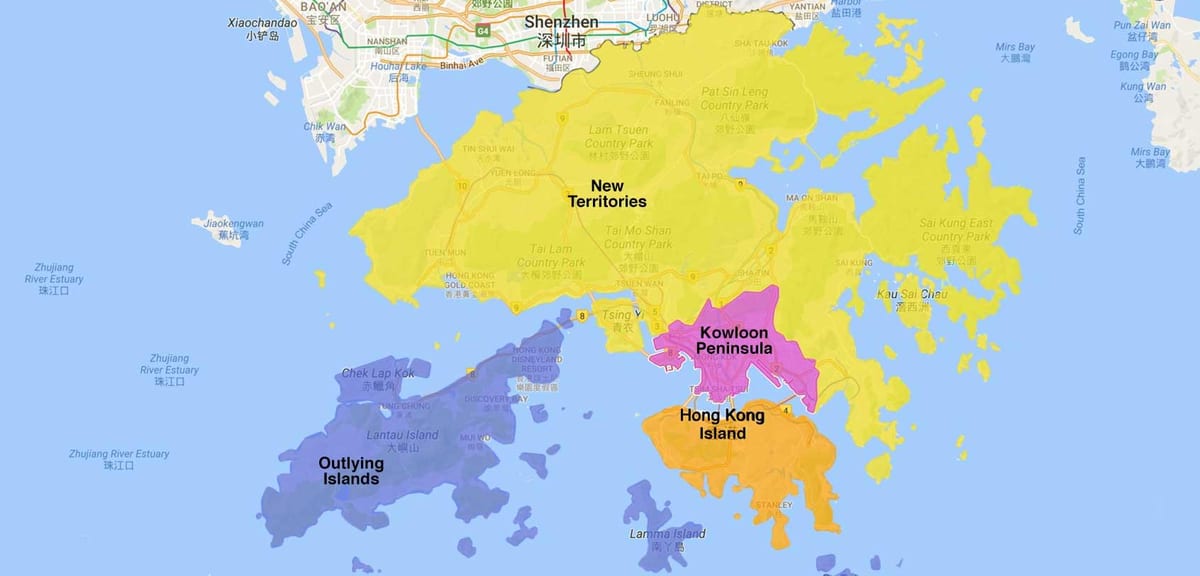 kartet av Hong Kong området
