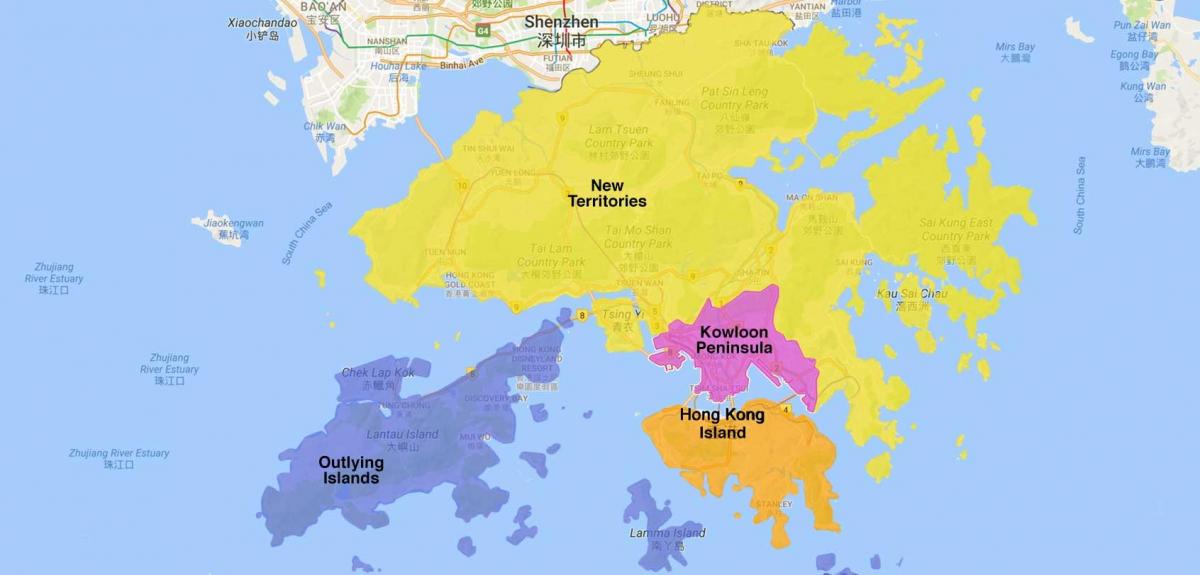 kartet av Hong Kong området