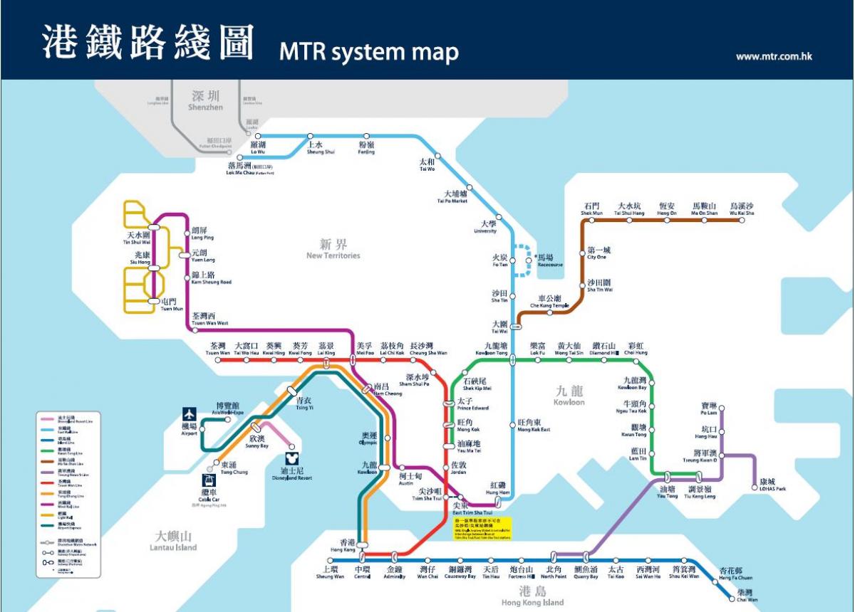 Hong Kong punkter av interesse kart