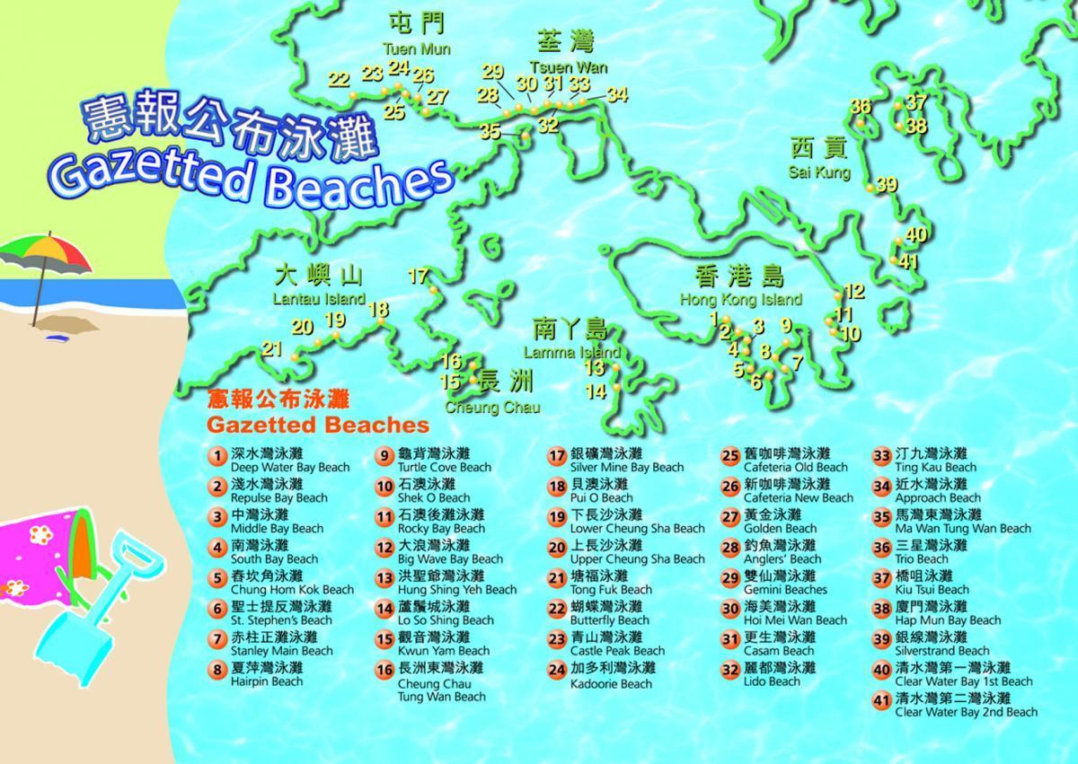 kartet av Hong Kong strender